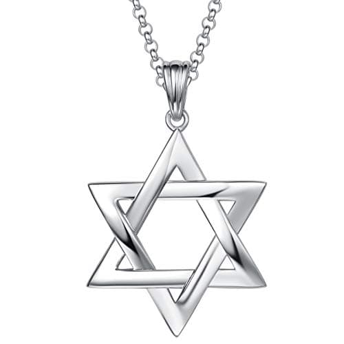 FANCIME Sterling Silver Polished Star of David Pendant Necklace for Men, 19.7-INCH