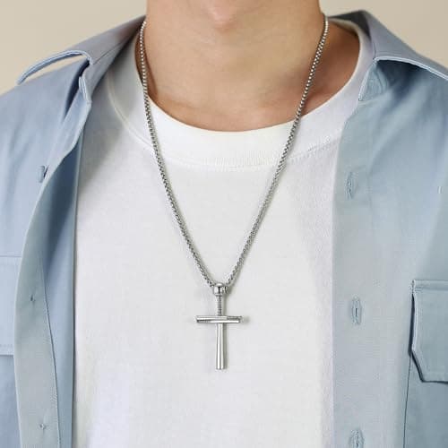 Baseball Cross Pendant Necklace - Stainless Steel Hip Hop Jewelry for Athletes and Sports Lovers