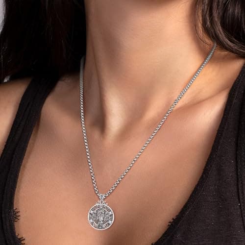 KATHLU Virgin Mary Necklace 925 Sterling Silver Catholic Jewelry