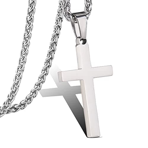 P. Blake Men's & Boys' Stainless Steel Cross Pendant Necklace with 16-24 Inch Chain