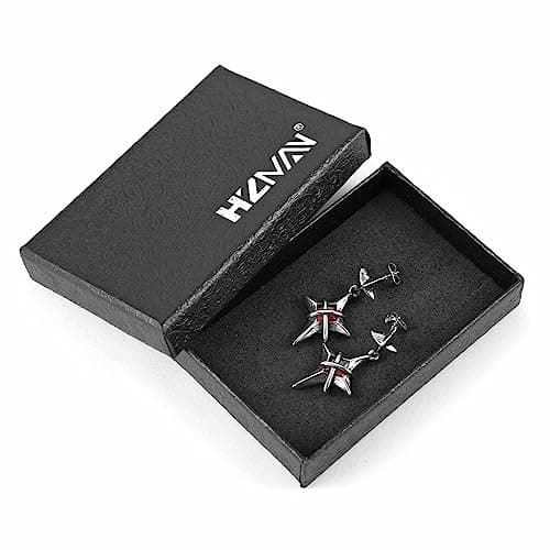 Men's Stainless Steel Gothic Punk Red Crystal Star Stud Earrings