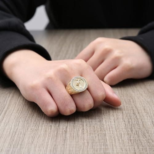 HZMAN Grim Reaper Ring - Retro Gothic 14K Gold Plated Jewelry for Men & Women