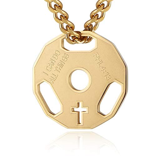 Stainless Steel Dumbbell Barbell Pendant Necklace