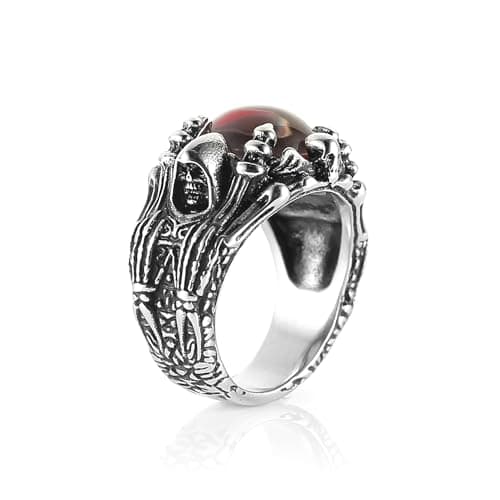 HZMAN Men's Gothic Devil's Eye Demon Claw Ring for Punk Halloween