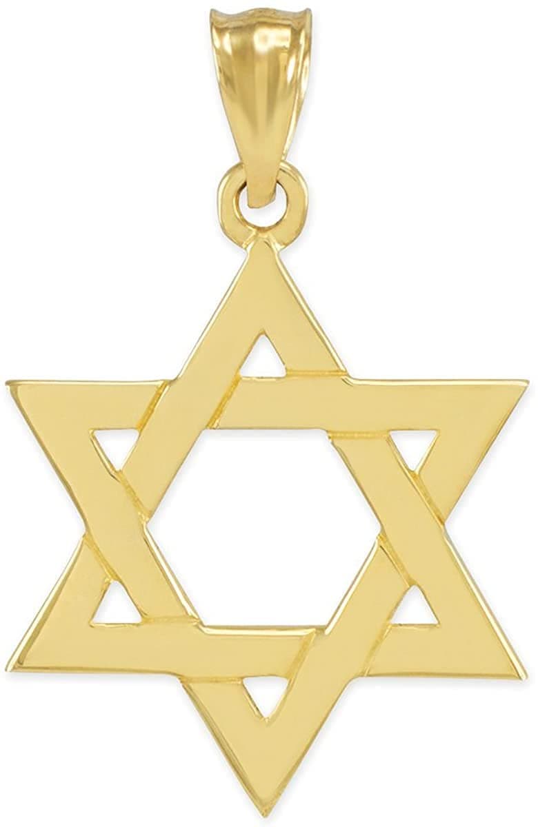 Claddagh 14K Yellow Gold Six Pointed Star of David Pendant - Size Choice