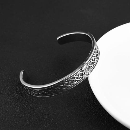 HZMAN Nordic Viking Celtic Knot Bracelet for Men Infinity Stainless Steel Bangle