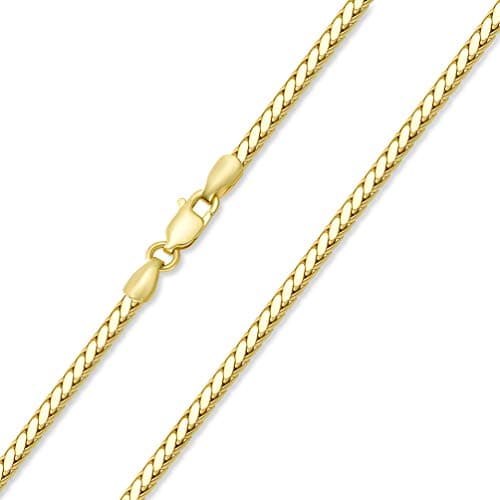 14k Yellow Gold or White Gold 3mm Square Braided Wheat Chain Necklace
