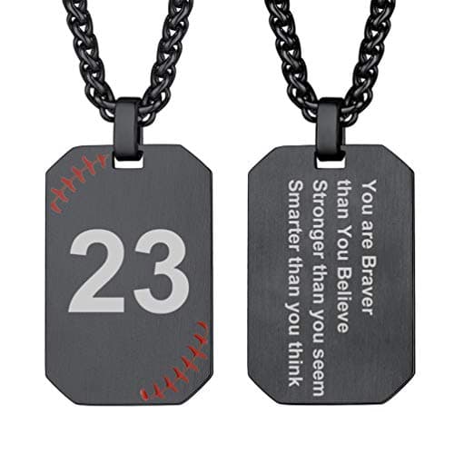 PROSTEEL Personalized Baseball Fan Necklace, Stainless Steel Bat Cross/ Dogtag, Engrave Available, Box Included