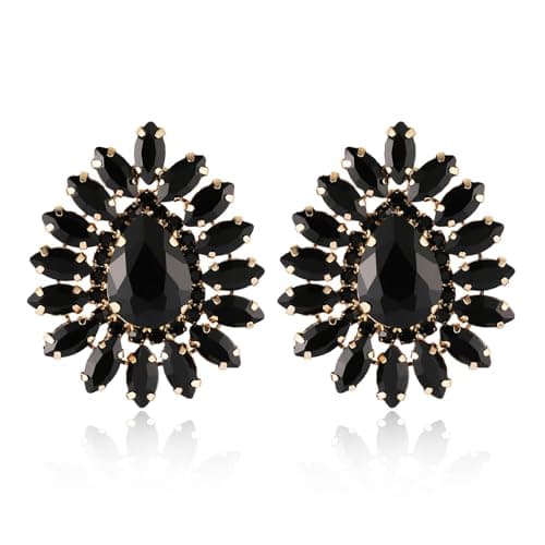 HZMAN Crystal Bridal Flower Stud Earring for Women Wedding Jewelry