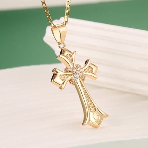 Rose Gold Plated Cross Necklace for Women - Christian Faith Jewelry Gift