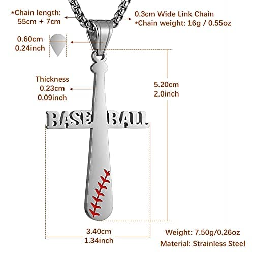 HZMAN To My Son Baseball Cross Necklace - I CAN DO ALL THINGS Bible Verse Gift