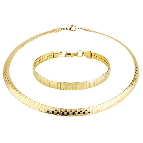 HZMAN Stainless Steel Omega Chain Necklace & Bracelet Set