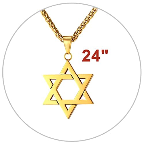 Star of David Necklace for Men and Women - Gold/Stainless Steel Hexagon Pendant