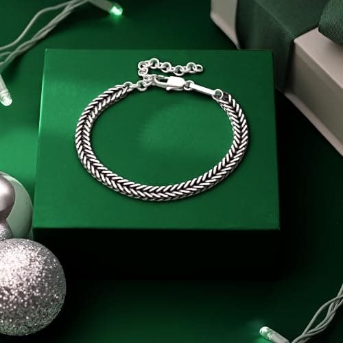 Galis Men's Premium Stainless Steel Snake Chain Bracelet, Silver Plated 7.5"