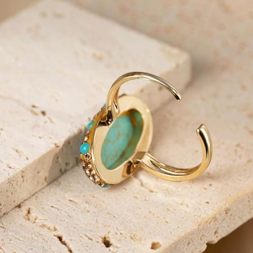 HZMAN Turquoise Ring for Women Bohemian Jewelry Gift