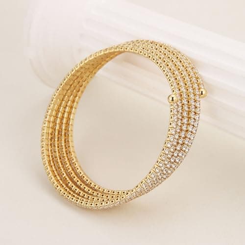 HZMAN Crystal Rhinestone Dainty Multi-Layer Cuff Bracelet for Women Prom Party Wedding