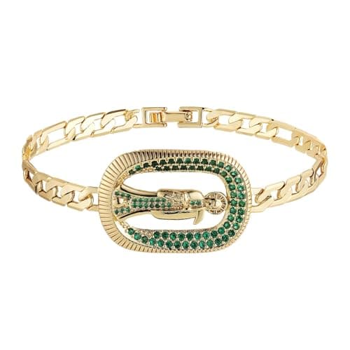 HZMAN Saint Jude Cubic Zirconia Bracelet for Women Gold Plated Protection Jewelry