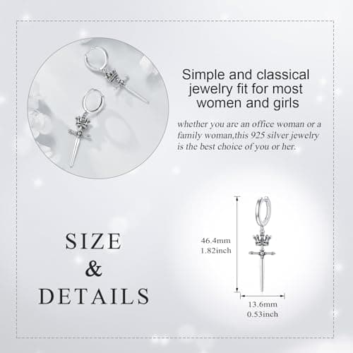 AINFQY Sword Drop Earrings 925 Sterling Silver Viking Jewelry