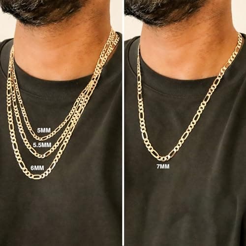 EVAYA Real Solid 14k Gold Figaro Chain - Durable, Tarnish-Resistant