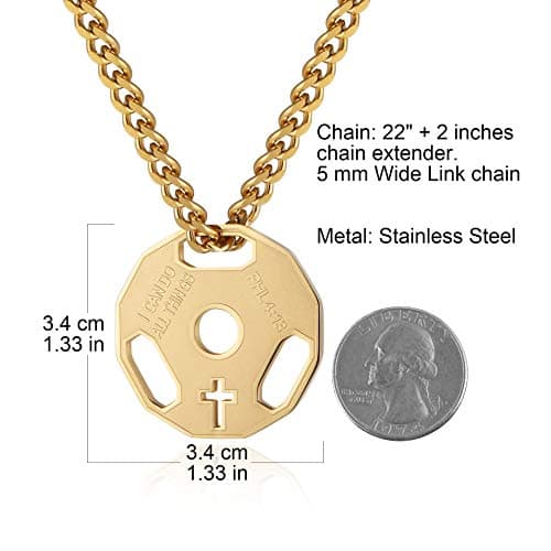 Stainless Steel Dumbbell Pendant Necklace for Men by HZMAN