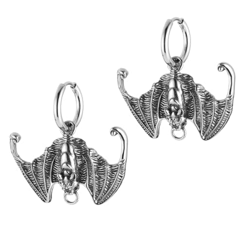 HZMAN Bat Earring Stainless Steel Gothic Punk Halloween Jewelry Gift for Men Women