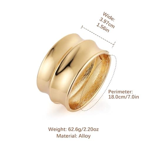 HZMAN Women's 7.0 Inch Thick Wide Irregular Open Hinge Bangle Bracelet Jewelry Gift