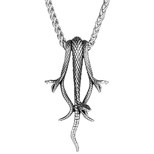 Awinrel Snakes Mamba Surgical Steel Pendant Necklace for All Gender
