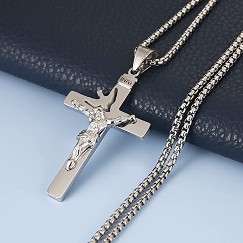 Stainless Steel Dove Cross Pendant Necklace With Free Chain