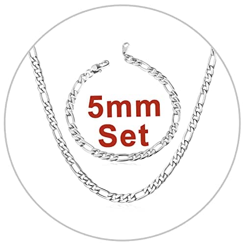 Figaro Chain Necklace - 3mm-9mm Stainless Steel, 18K Gold Plated, 16"-30"