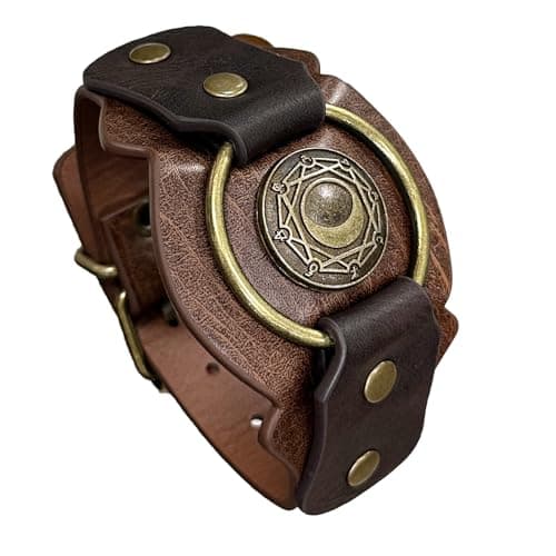 HiiFeuer Viking Runes Faux Leather Cuff Bracelet