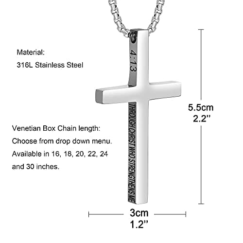 Christian Cross Necklace for Men Gold Silver Black Gifts