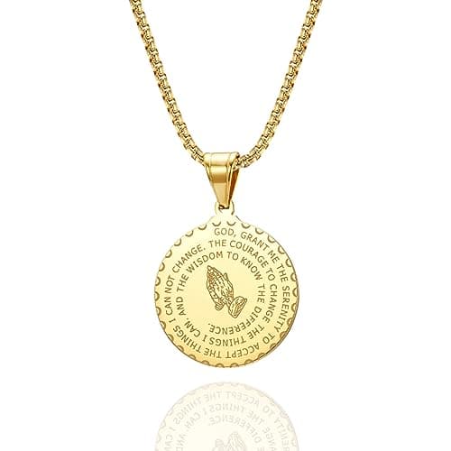Christian Serenity Prayer Necklace with Lord's Prayer Pendant