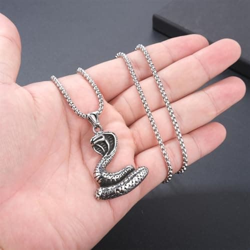 OIDEA Retro Gothic Snake Pendant Necklace: Silver Punk Jewelry for Men and Women