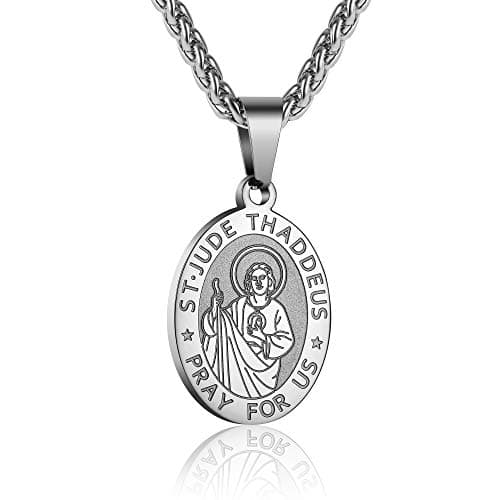 Stainless Steel Catholic Patron Saints Necklace 24 Inches
