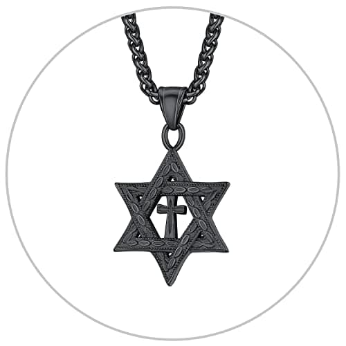 Star of David Necklace for Men and Women - Gold/Stainless Steel Hexagon Pendant