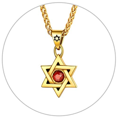 Star of David Necklace for Men and Women - Gold/Stainless Steel Hexagon Pendant