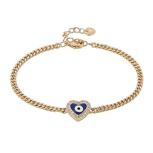 Rose Gold Plated Evil Eye Bracelet for Women Girls