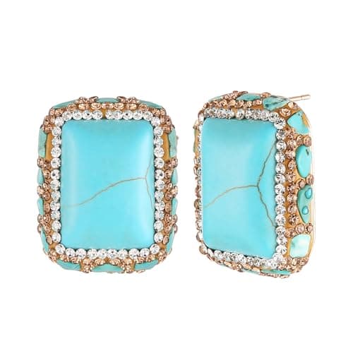 Chunky Turquoise Stone Stud Earrings for Women