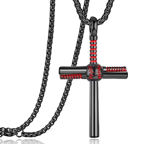 Rehoboth Baseball Bat Cross Pendant Necklace for Men and Women