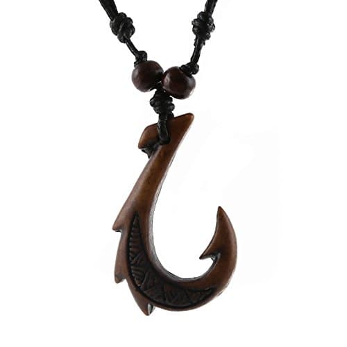 HZMAN Fish Hook Pendant Necklace - Maori Tribal Style