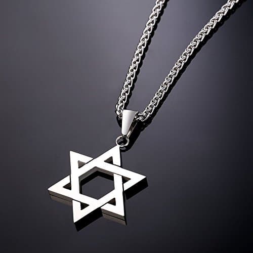 Star of David Necklace for Men and Women - Gold/Stainless Steel Hexagon Pendant