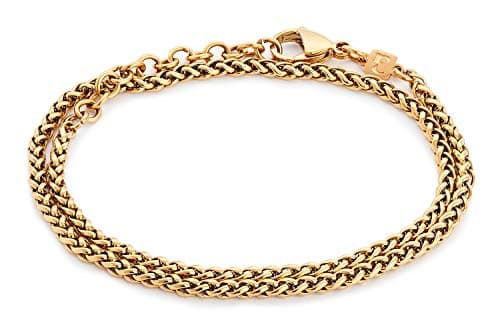 Galis Stainless Steel Rope Chain Bracelet for Men - Silver & Black 7"