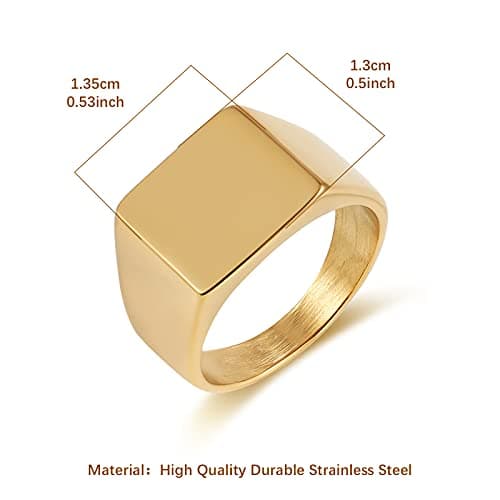 Stainless Steel Square Signet Ring - Men and Women