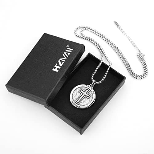 Inspirational Bible Verse Necklace for Men and Women - Stainless Steel Cross Pendant Gift
