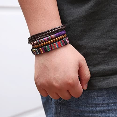 HZMAN Mix 6 Ethnic Bracelets for Men and Women