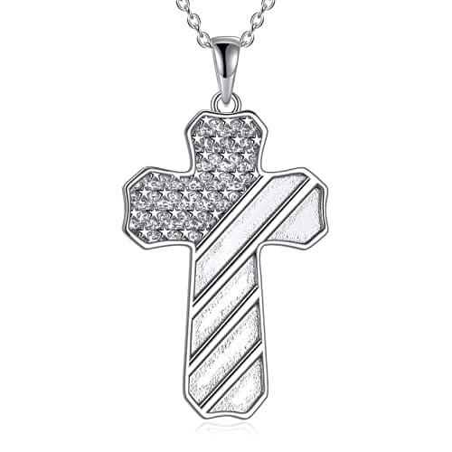 YONFQE Celtic Knot Sterling Silver Abalone Cross Pendant Jewelry for Women