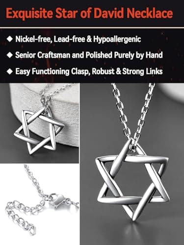 FaithHeart Sterling Silver Star of David Pendant for Women & Men