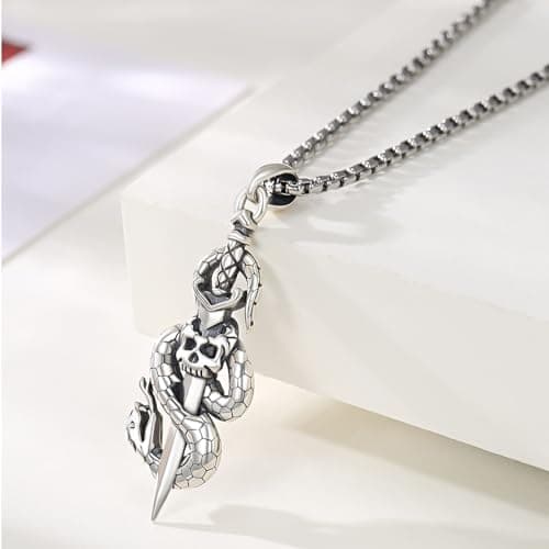 Silikepa 925 Sterling Silver Mysterious Snake Pendant Necklace