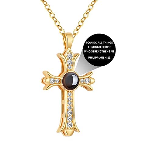 Apsvo Gold/Silver Cross Pendant Bible Verse Necklace for Women Christian Jewelry