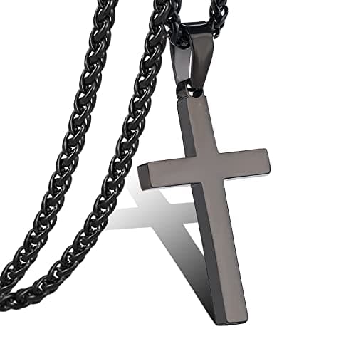 P. Blake Men's & Boys' Stainless Steel Cross Pendant Necklace with 16-24 Inch Chain